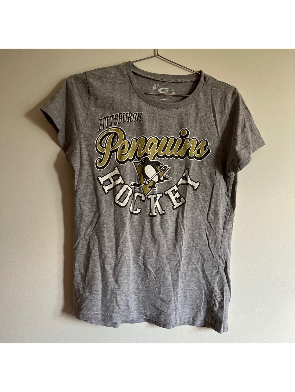 Pittsburgh Penguins Hockey Gray T-Shirt Size L